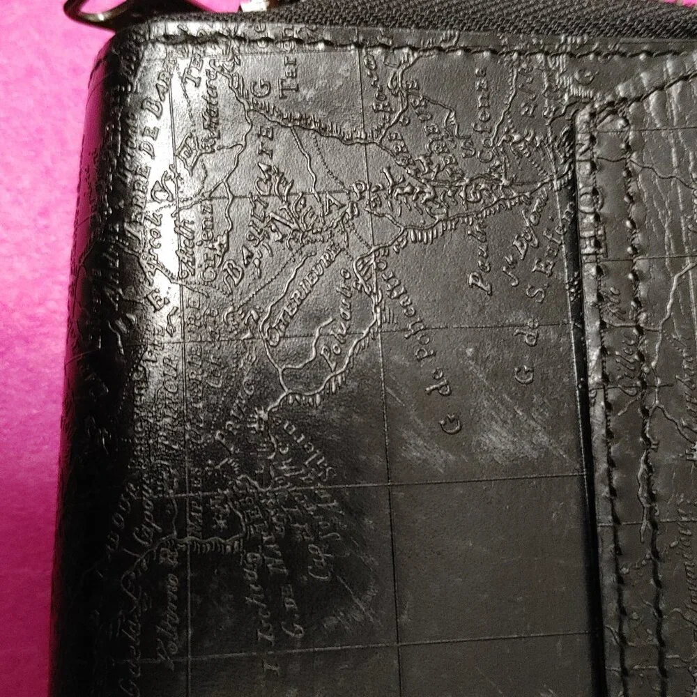 Patricia Nash double zipper wallet in embossed map print - Picture 3 of 10